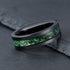Men's 8mm Tungsten Beveled Edges Black Green Carbon Fiber Inlay Wedding Band